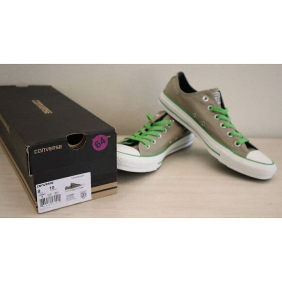 Converse 142389C Men's 8 Women's 10 Gray/Green Low Top Chuck Taylor Sneakers - Picture 1 of 9